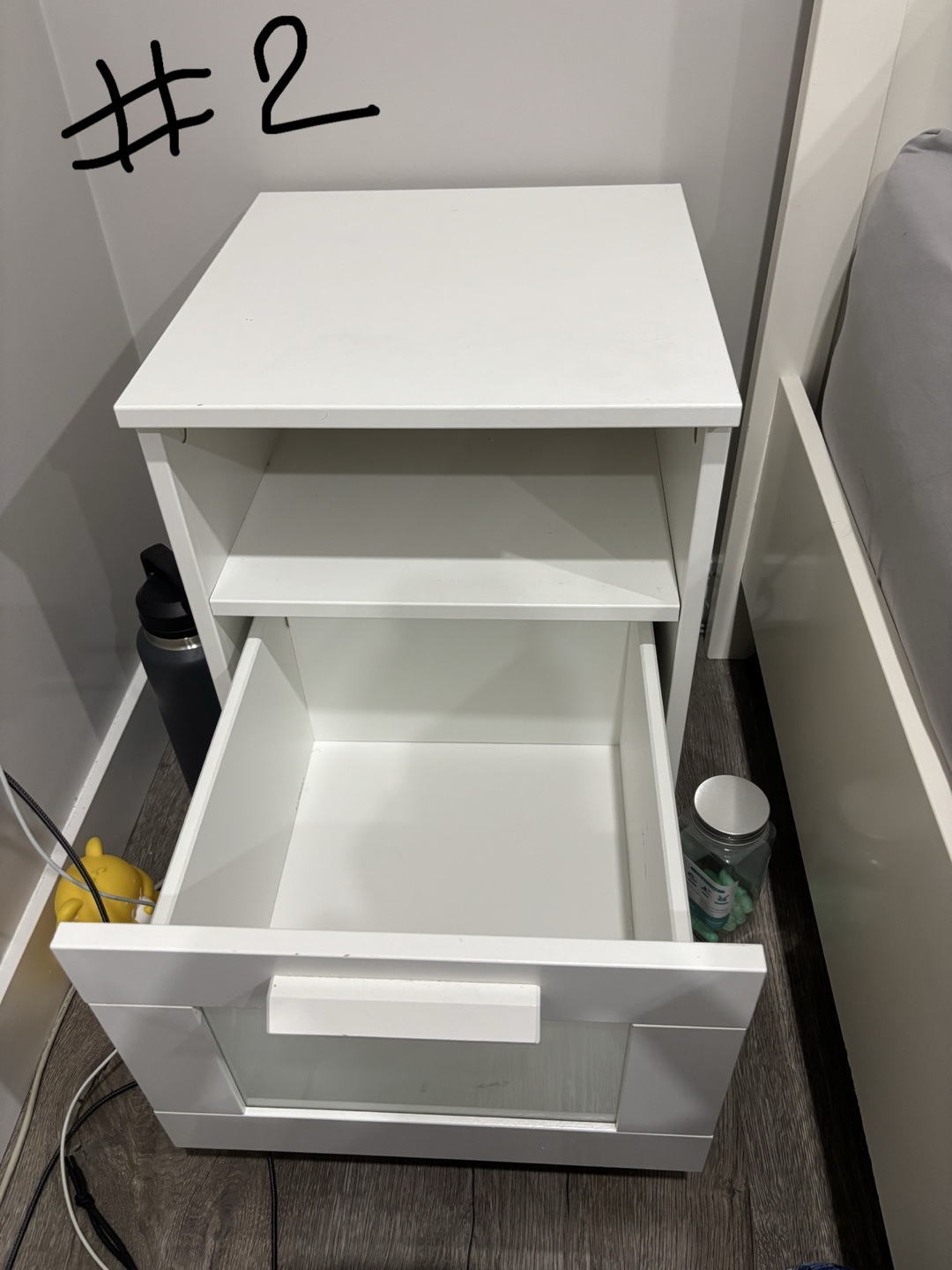 White Nightstand with Drawer and Shelf - photo 4