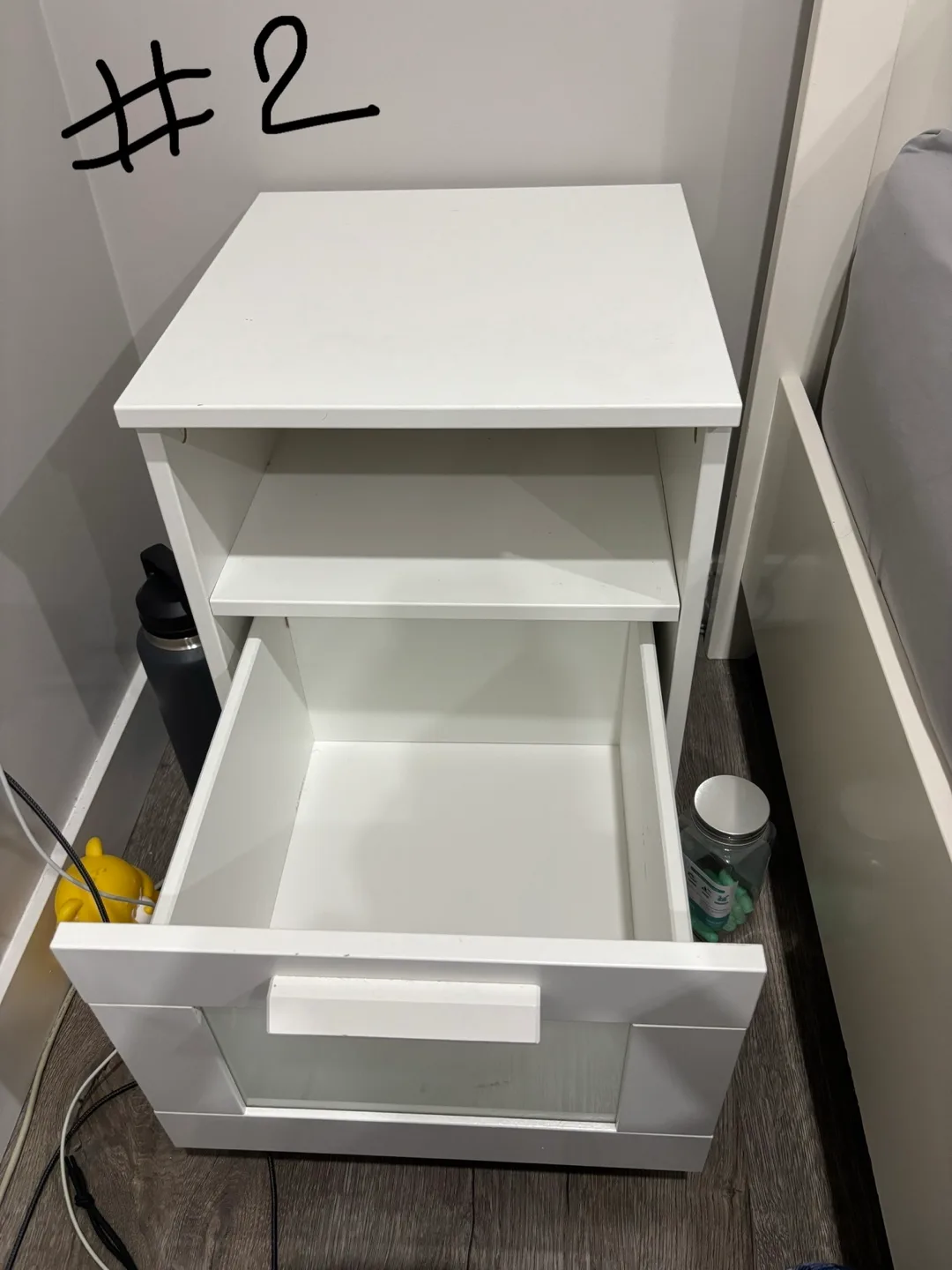 White Nightstand with Drawer and Shelf image indicator(4)