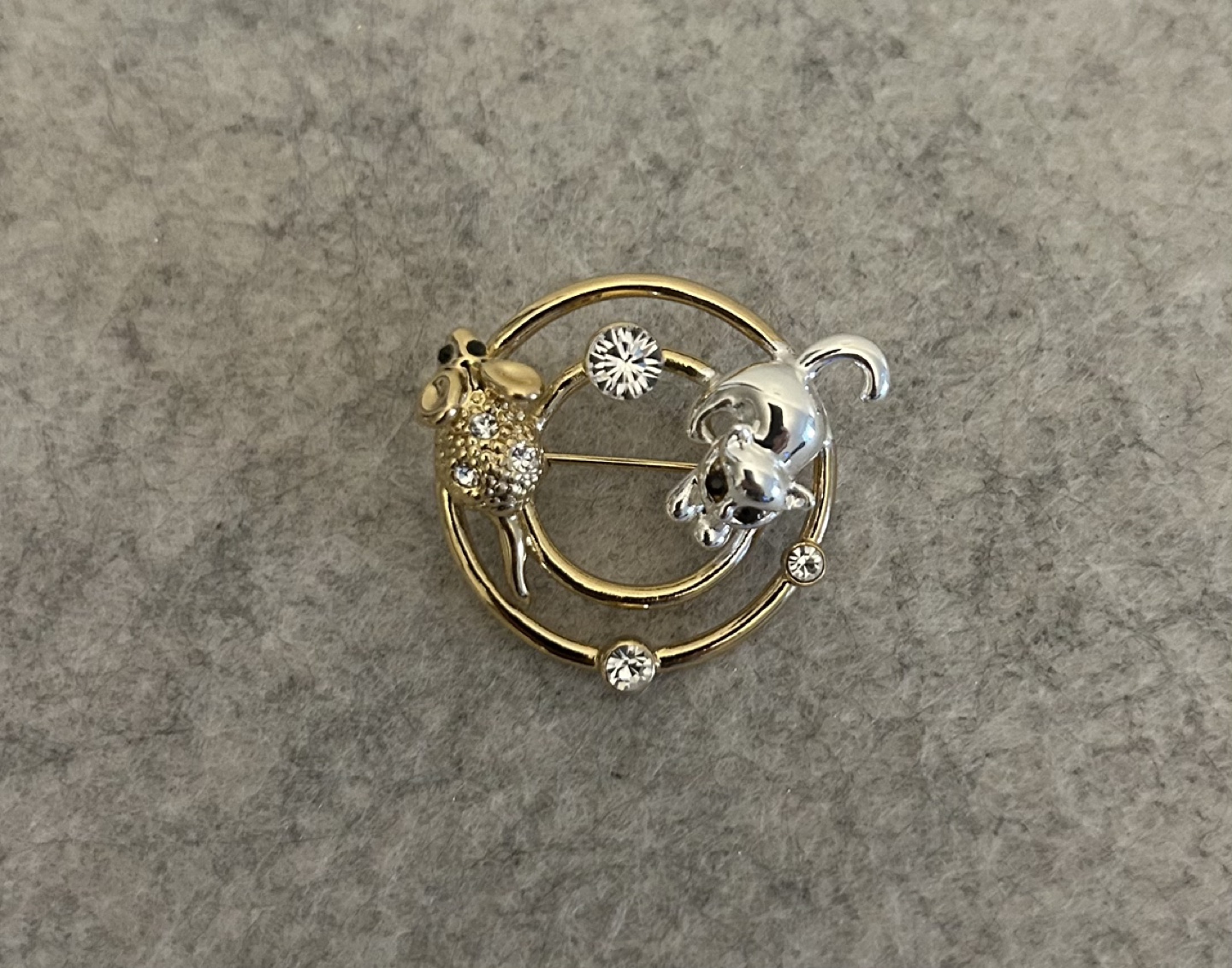 Cat and Mouse Brooch