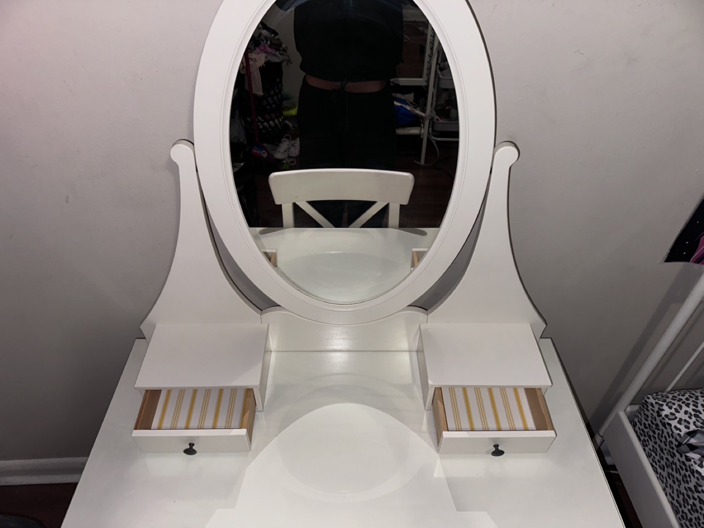 IKEA Malm Vanity Set with Mirror and Stool