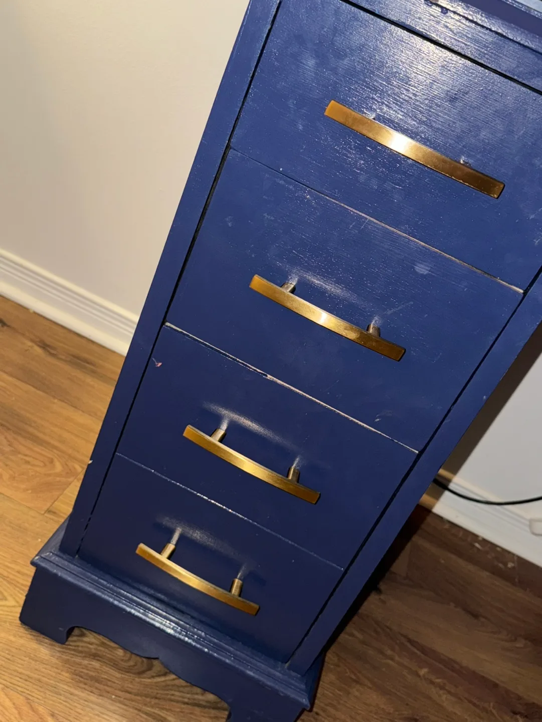 Vintage Blue Desk with Glass Top image indicator(3)