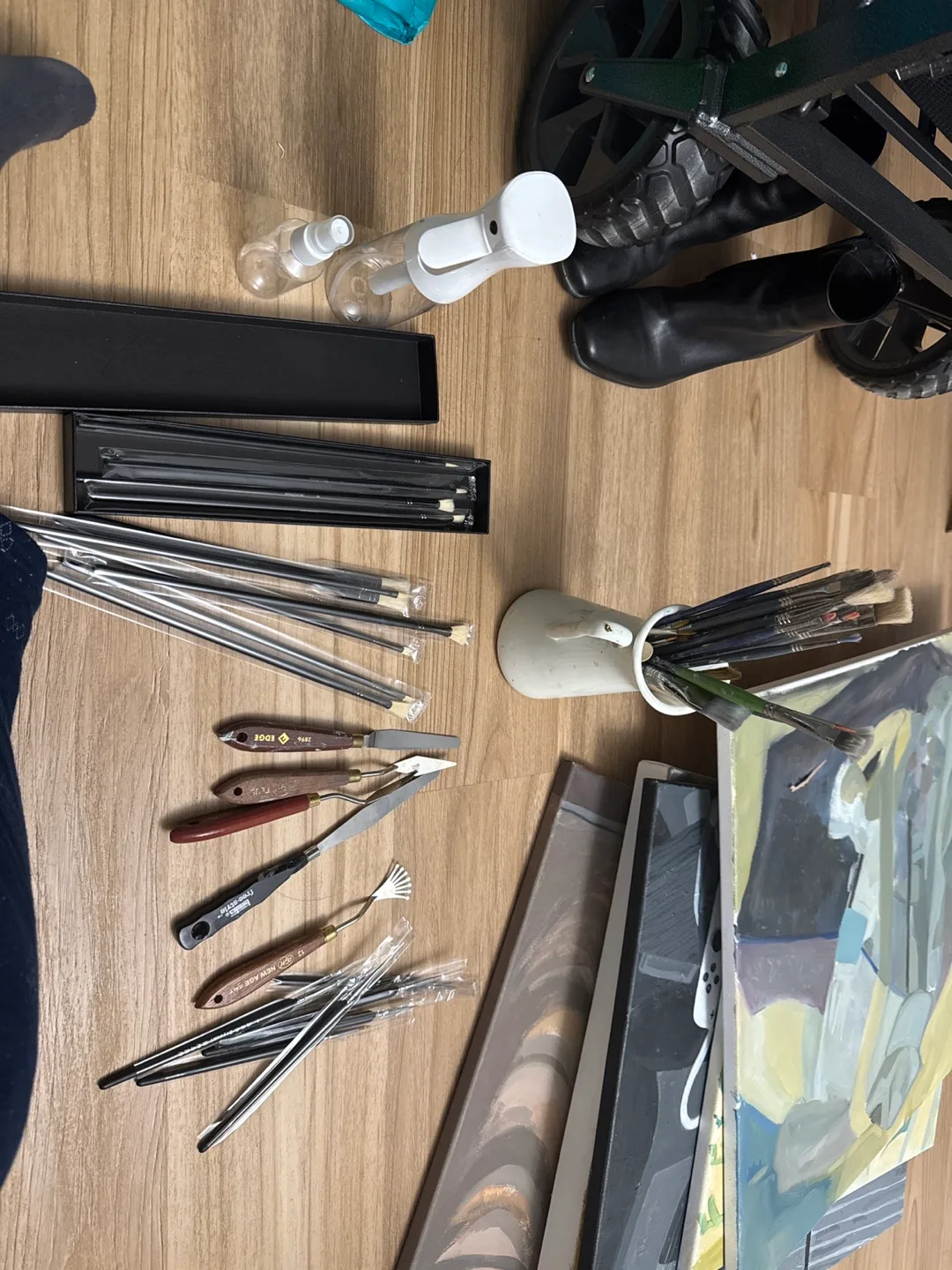 Acrylic Paint Set with Brushes and Palette Knives(spatula image indicator(2)