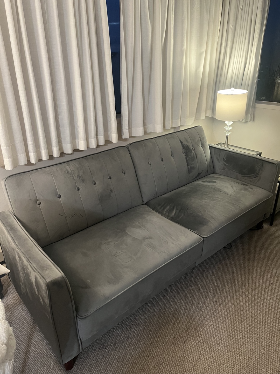Perdue 81.5" Velvet Square Arm Convertible Sofa