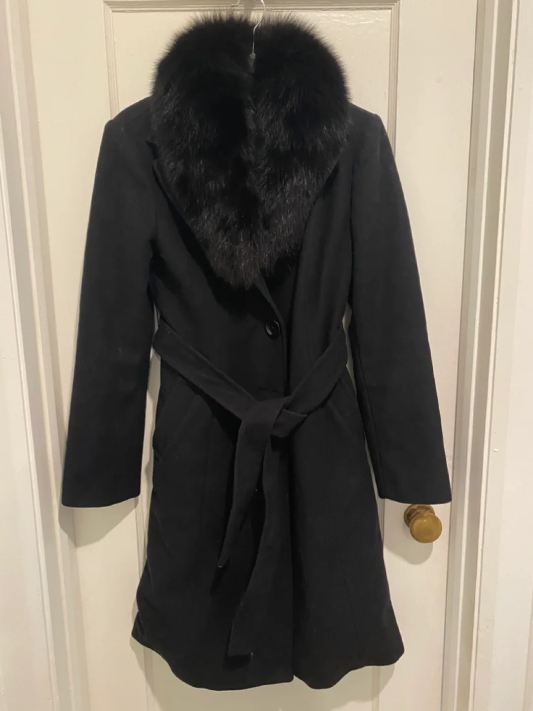 Michael Kors Black Wool Coat with Fox Fur Collar image indicator(2)