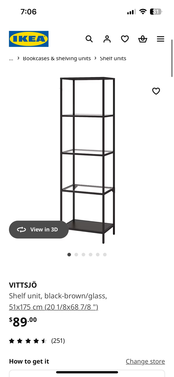 IKEA VITTSJÖ Shelf Unit Black Brown/Glass - photo 2