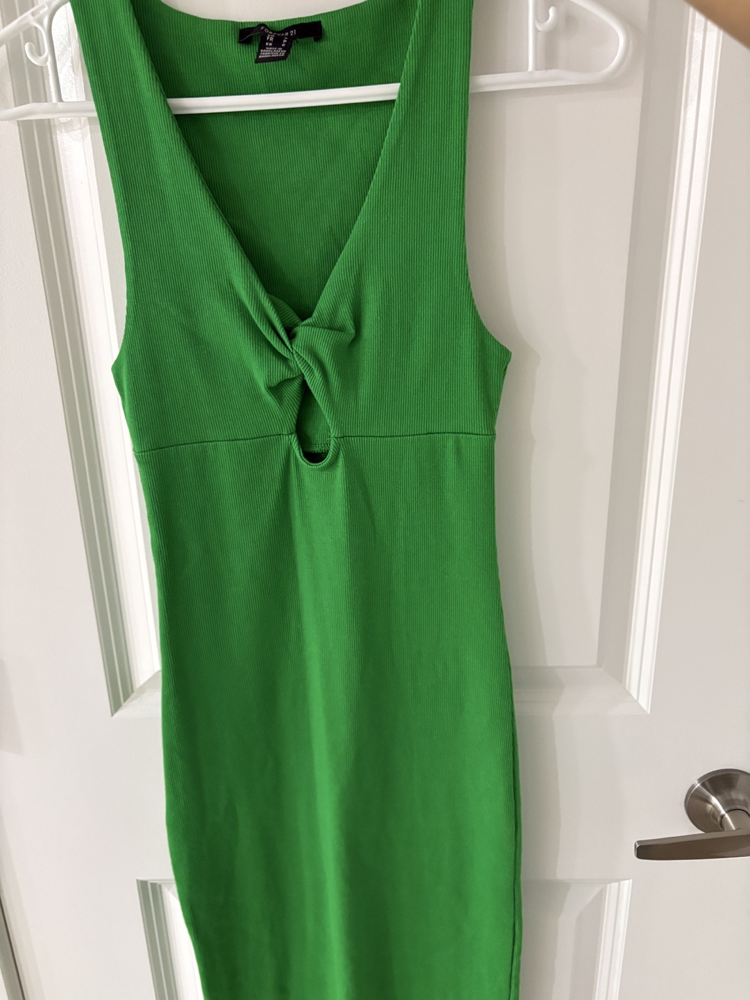 Green Ribbed Midi Dress with Cutout - photo 2