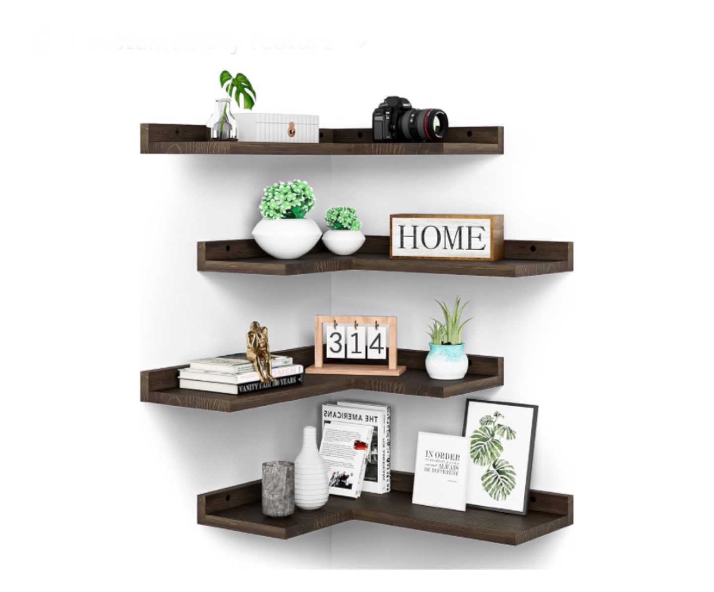 4 Tier Corner Shelf Wall Mounted Shelves Floating Shelves