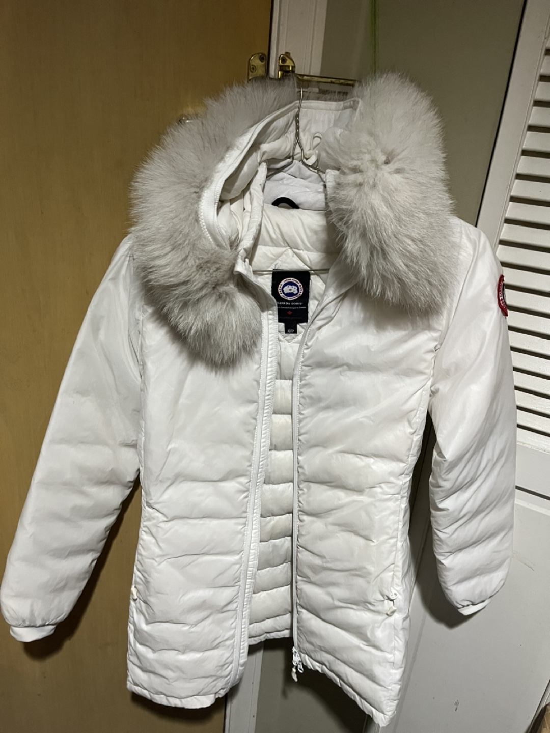 Canada Goose Women's White Jacket with Fur Hood