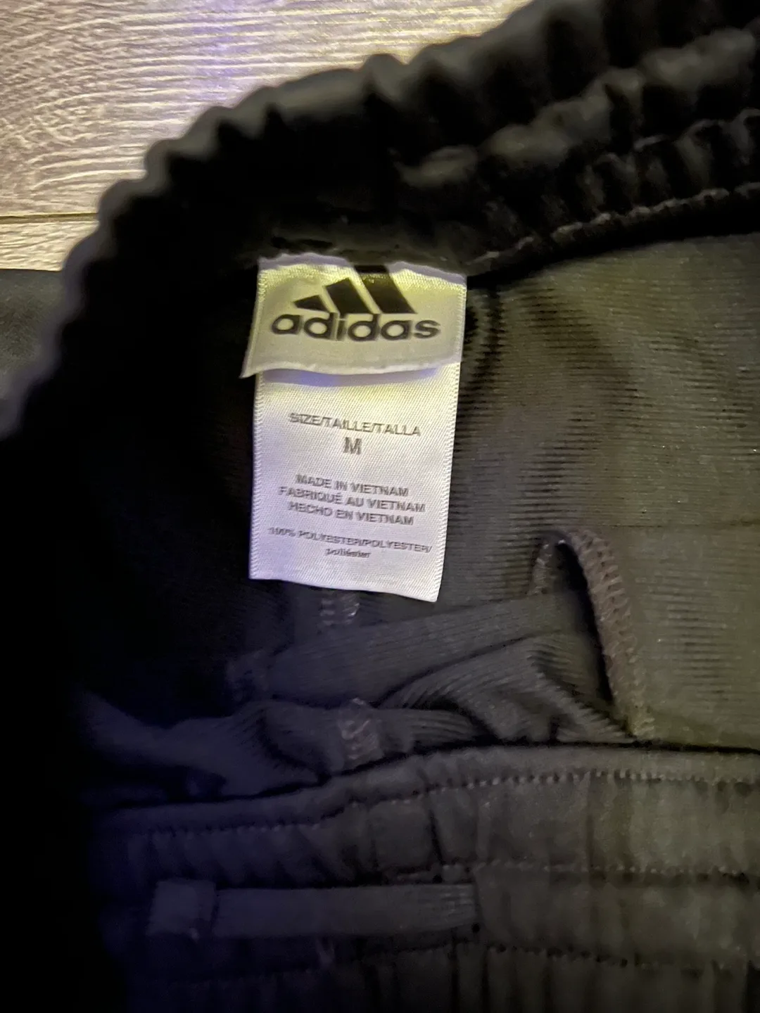 Adidas Black Track Pants with Blue & White Stripes #ThriftyPicks image indicator(4)