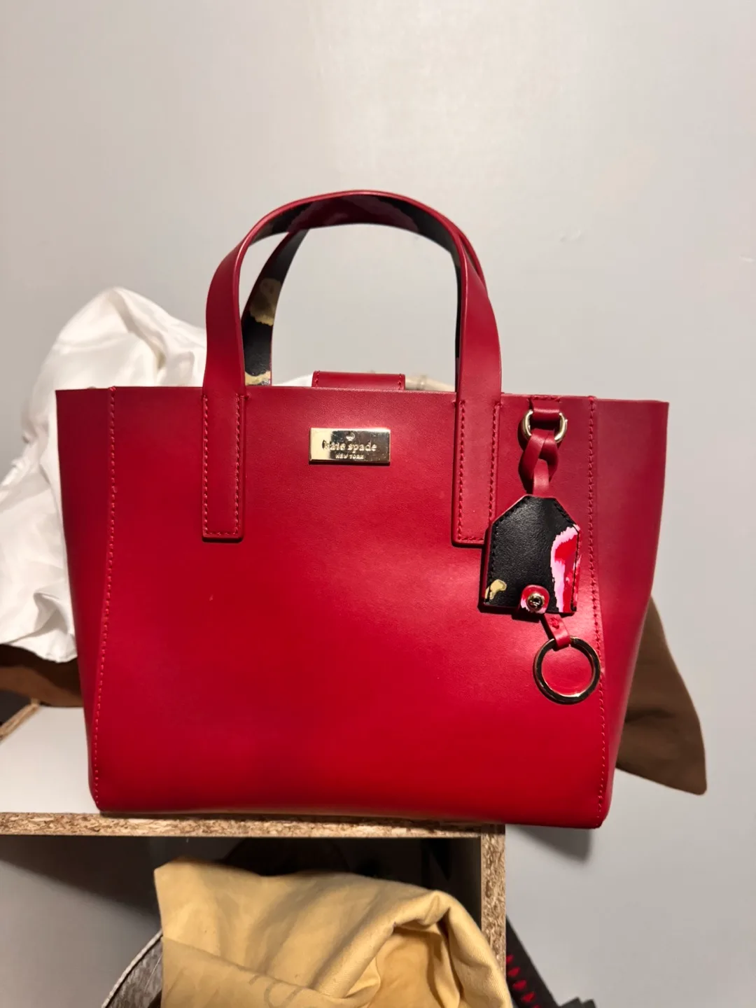 Kate Spade Red Leather Tote Bag