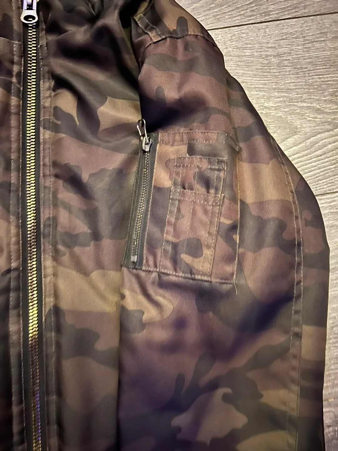 Amnesia Outerwear Camo Bomber Jacket #ThriftyPicks image indicator(2)