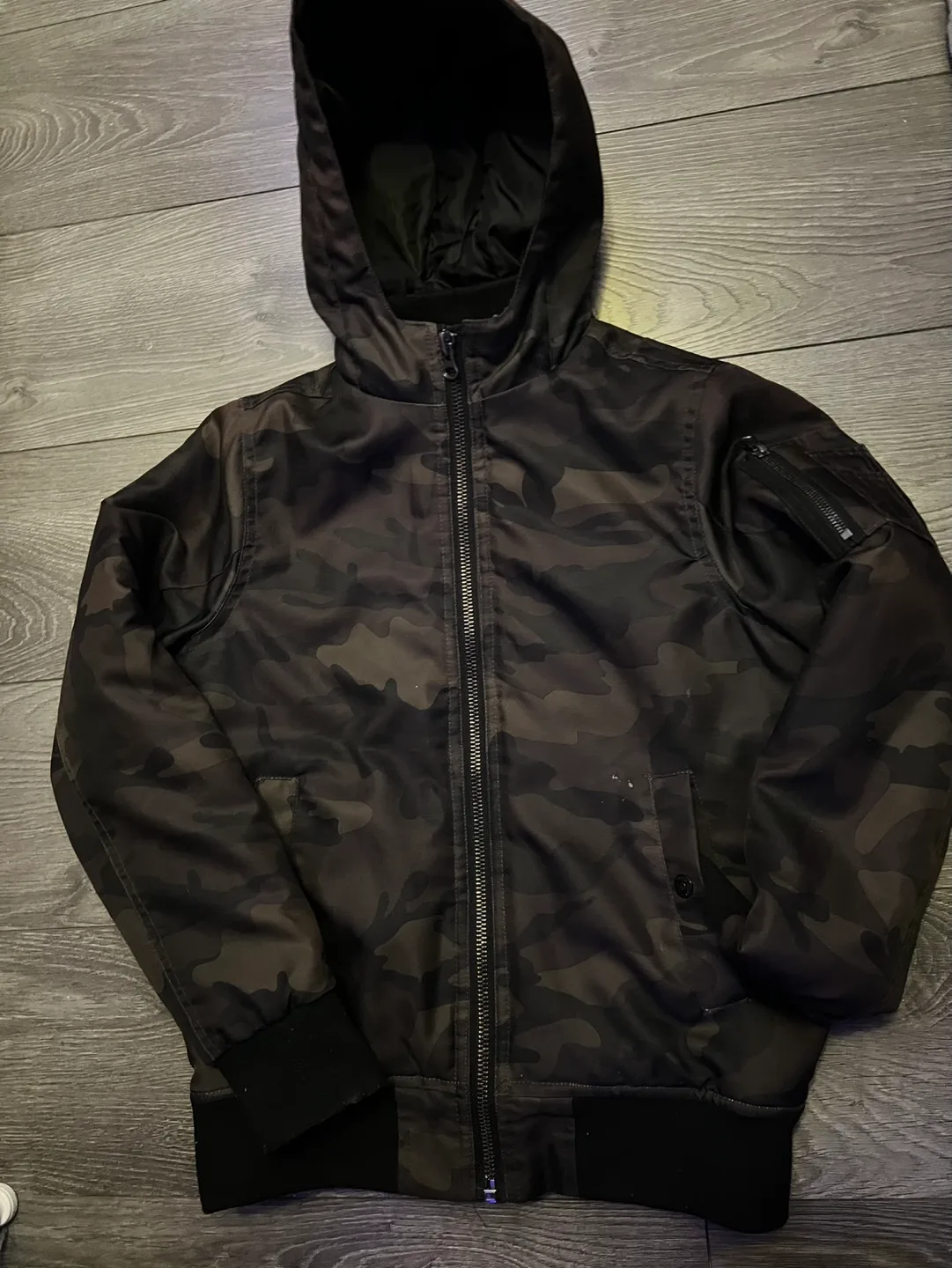 Amnesia Outerwear Camo Bomber Jacket #ThriftyPicks image indicator(6)