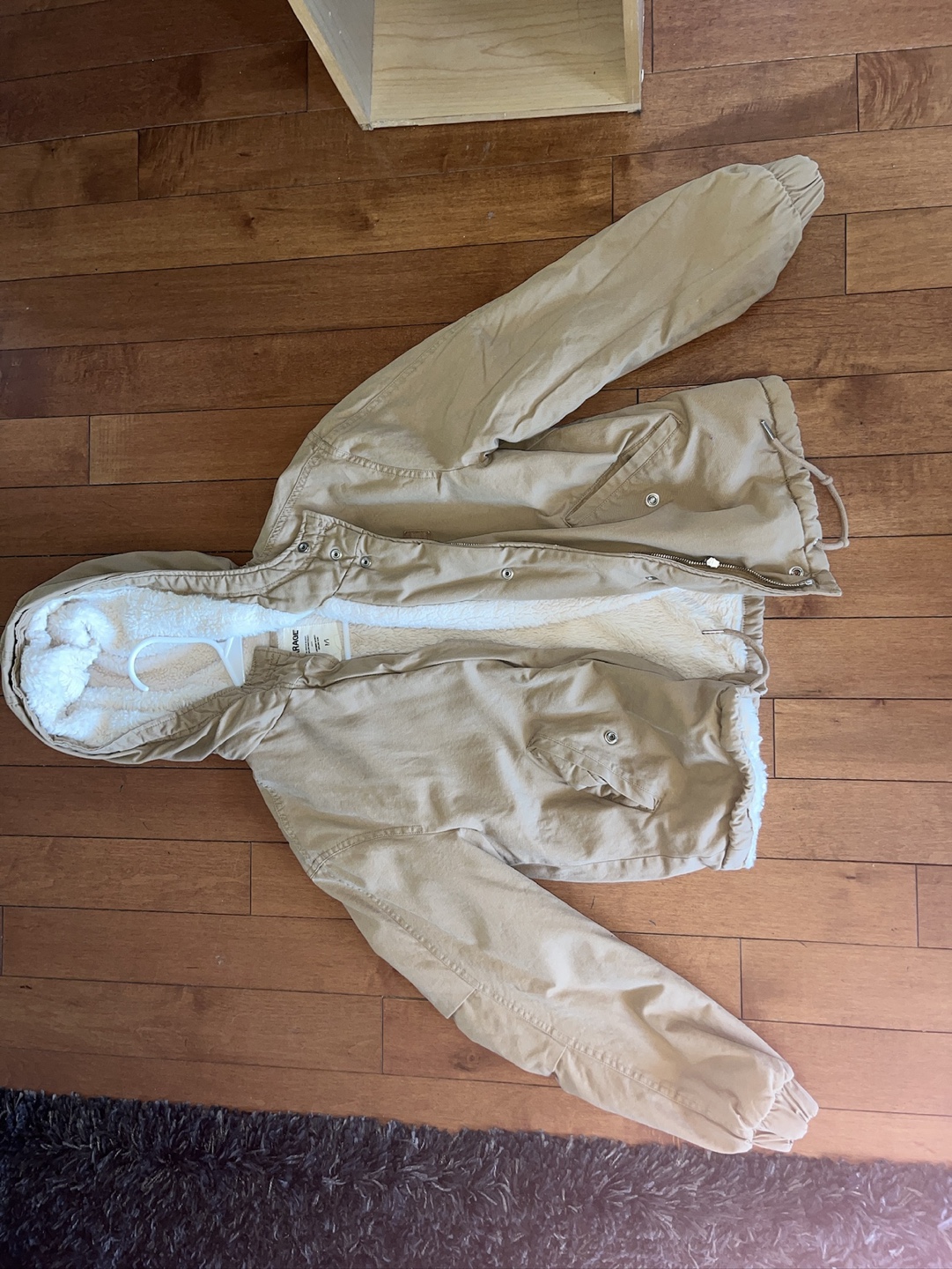 Tan & White Sherpa Lined Jacket