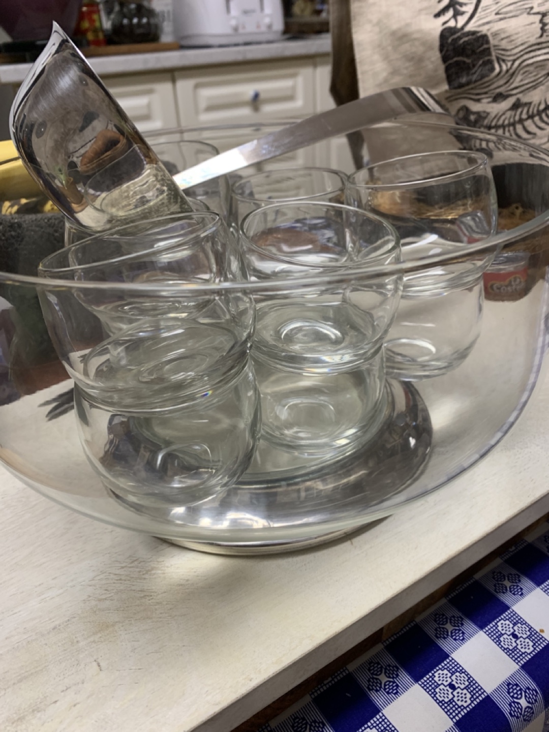 Glass Punch Bowl Set with Ladle