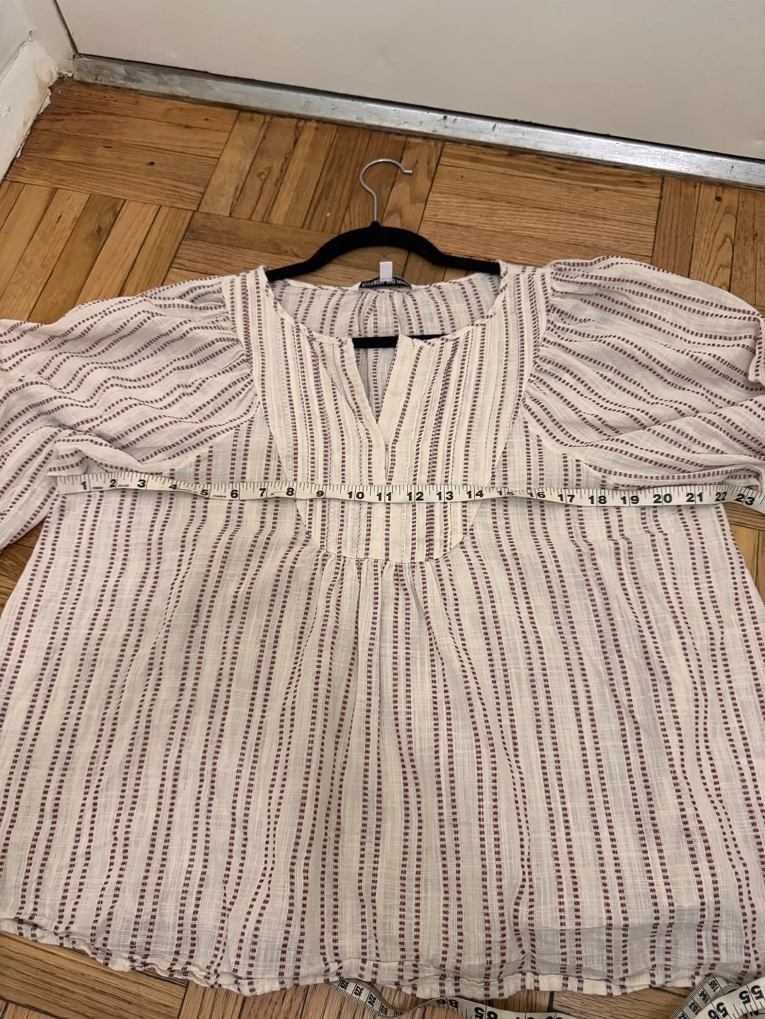 Ivory and brown  peasant blouse image indicator(2)