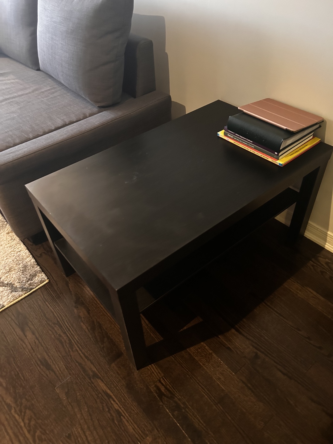 Black Side Table with Shelf