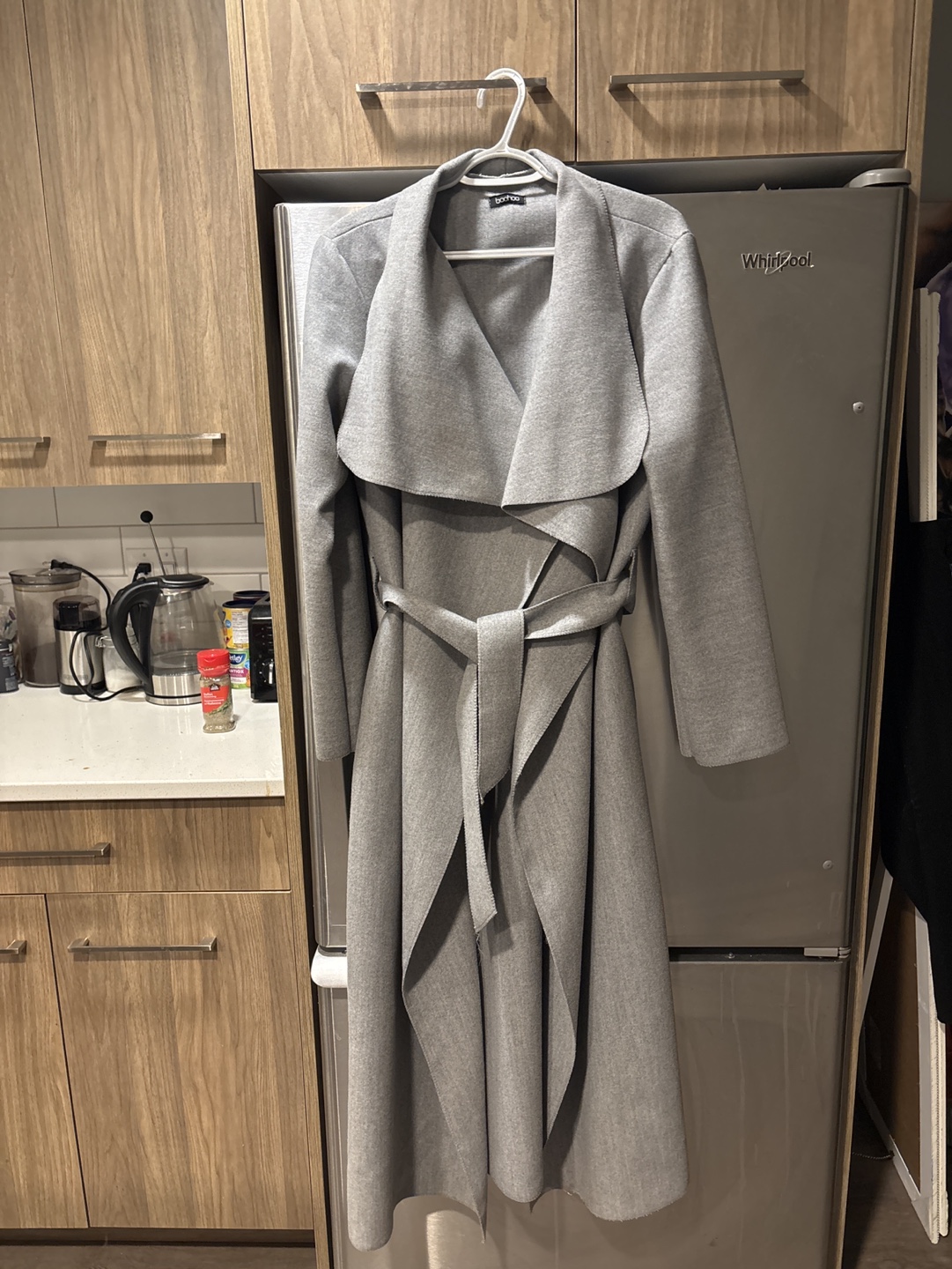 Boohoo Grey Wrap Coat