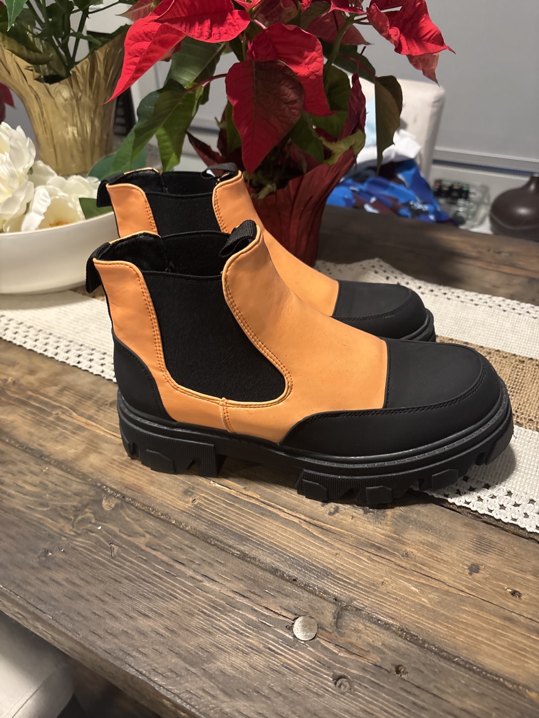 Funky Orange & Black Chelsea Boots