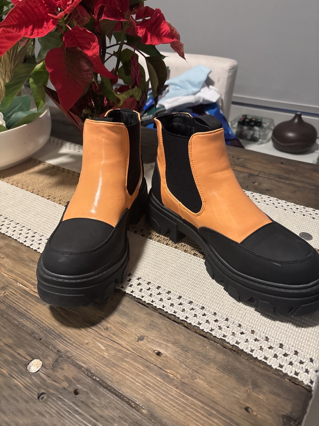 Funky Orange & Black Chelsea Boots - photo 2