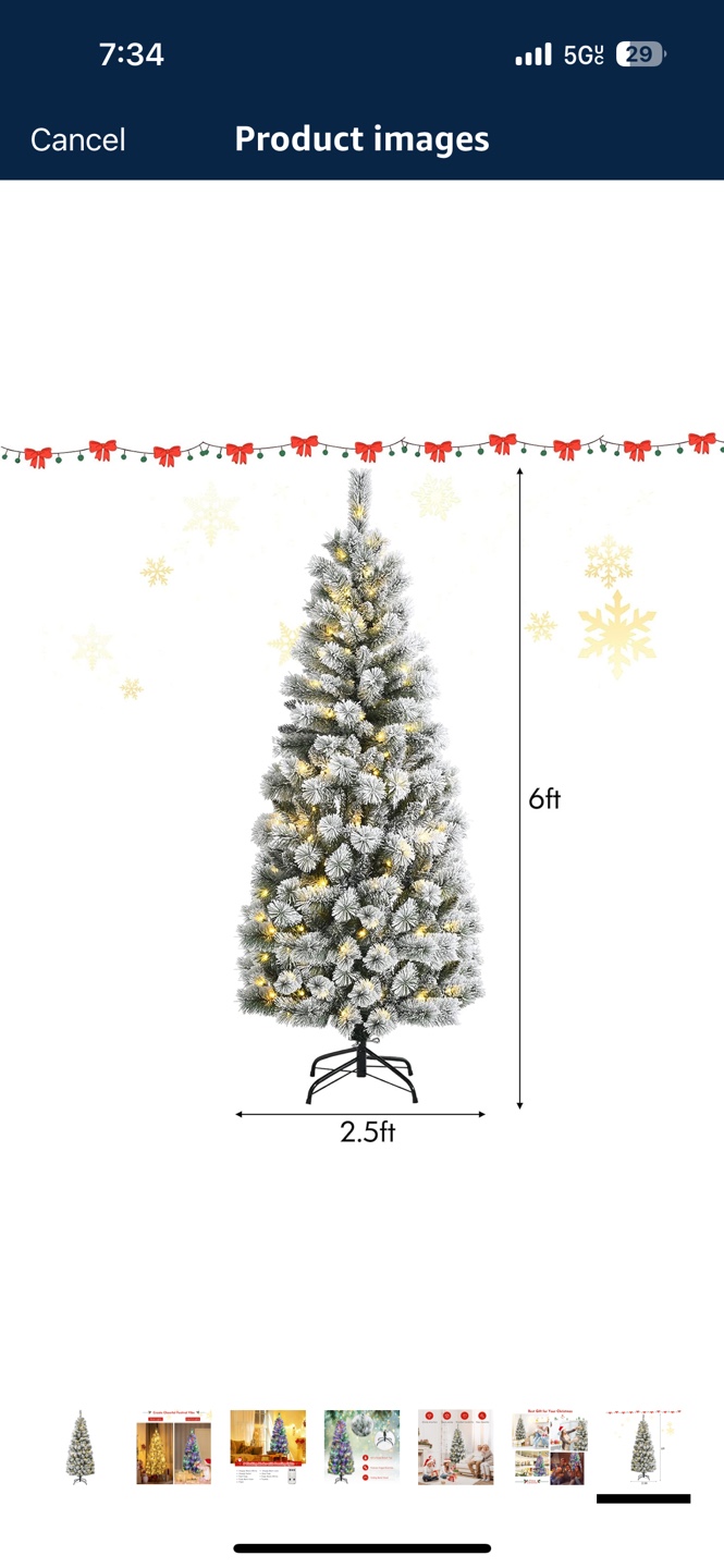 6ft Pre-lit Artificial Christmas Tree with Flocked Snow - photo 2