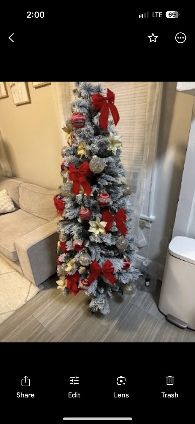6ft Pre-lit Artificial Christmas Tree with Flocked Snow