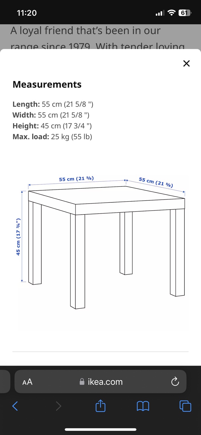 Ikea LACK Black Square End Table - photo 2