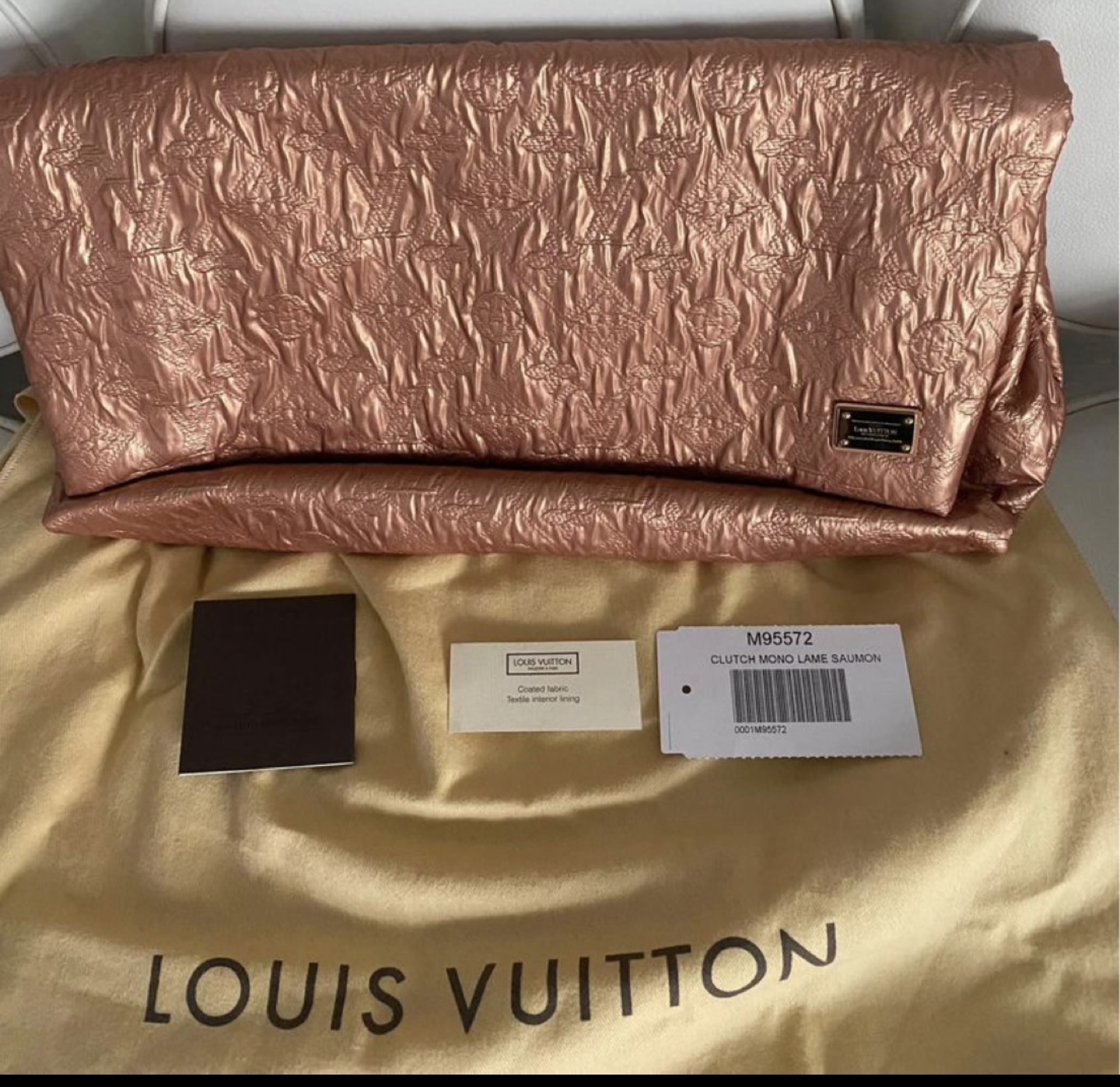 Louis Vuitton Clutch Mono LAME Salmon. Authentic!
