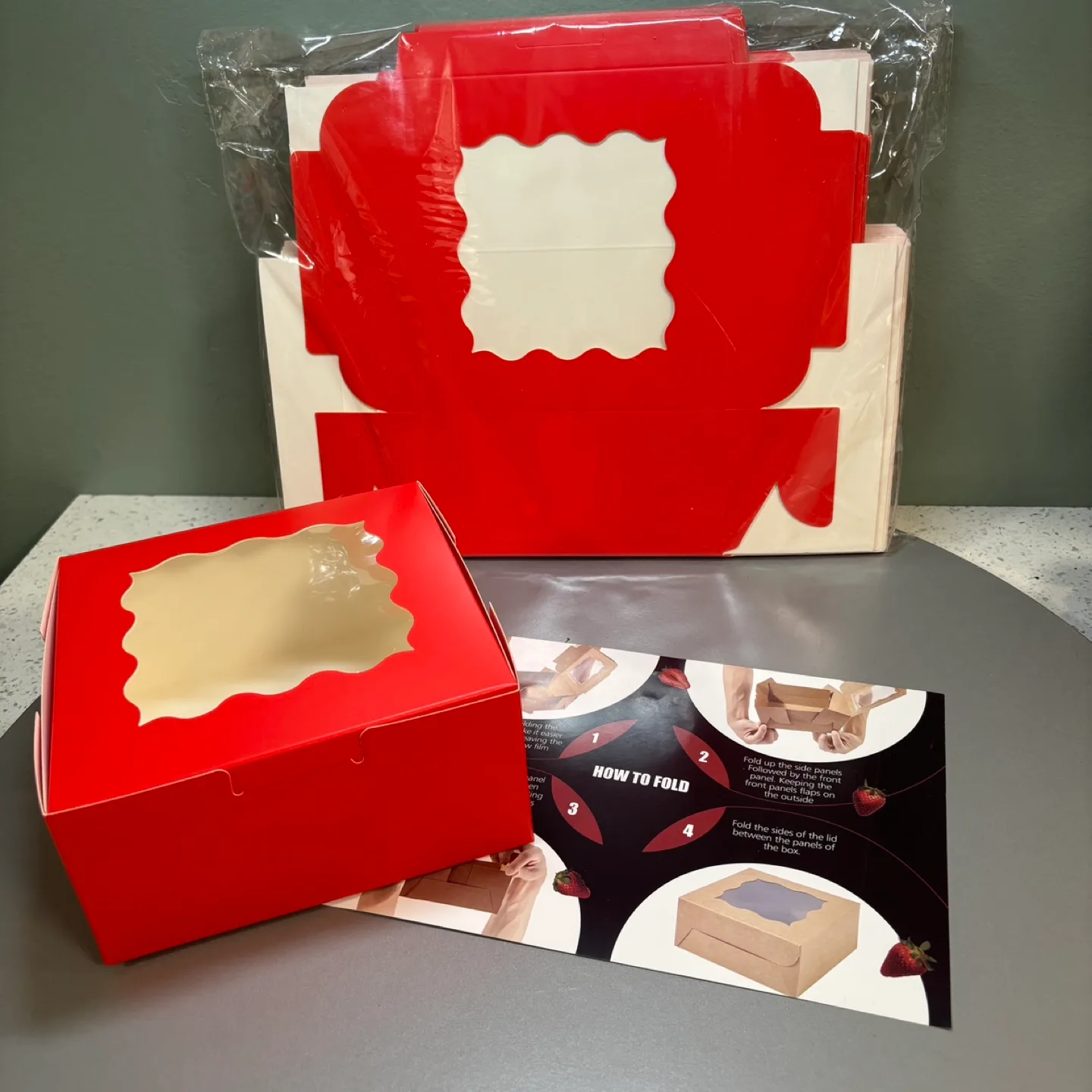 Red Window Bakery Boxes, 25 pack thumbnail