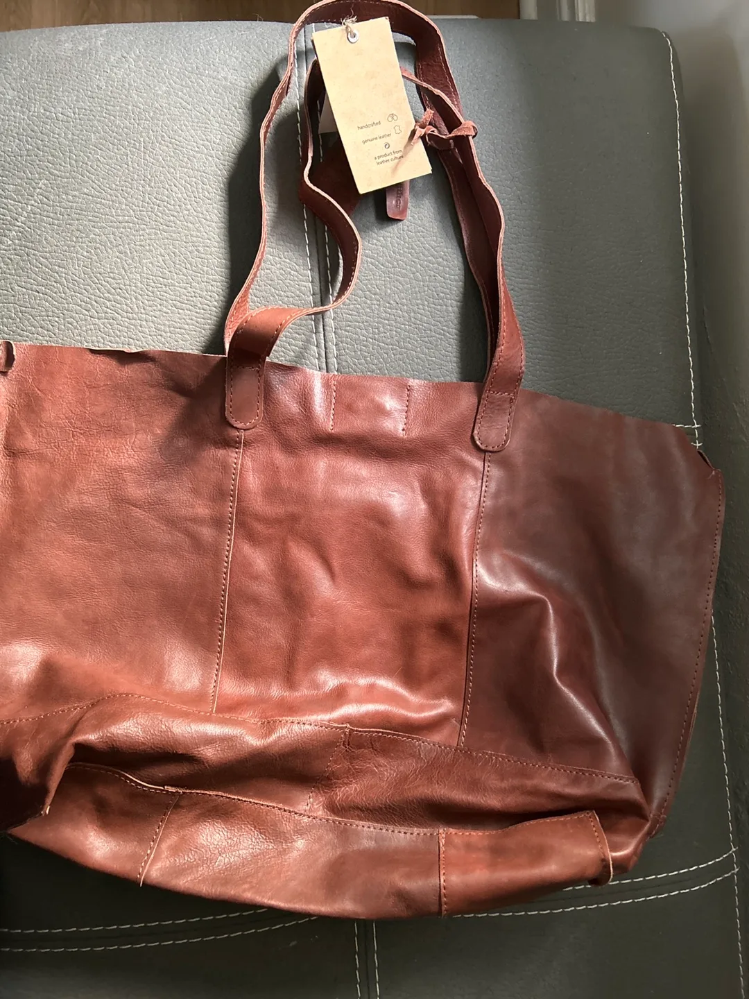 -10% Brown Leather Tote Bag image indicator(3)