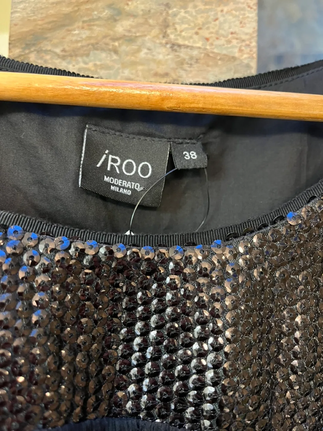 Black Babydoll Dress with Sequins image indicator(2)