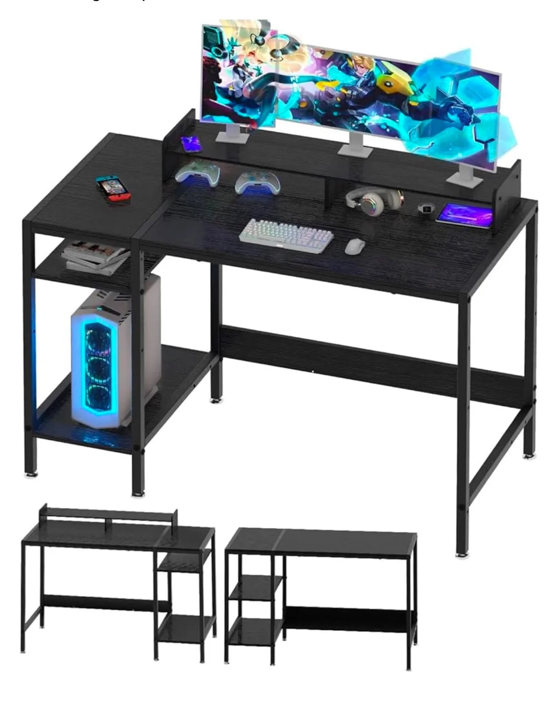 Black Computer Desk (47”) with Monitor Riser image indicator(3)