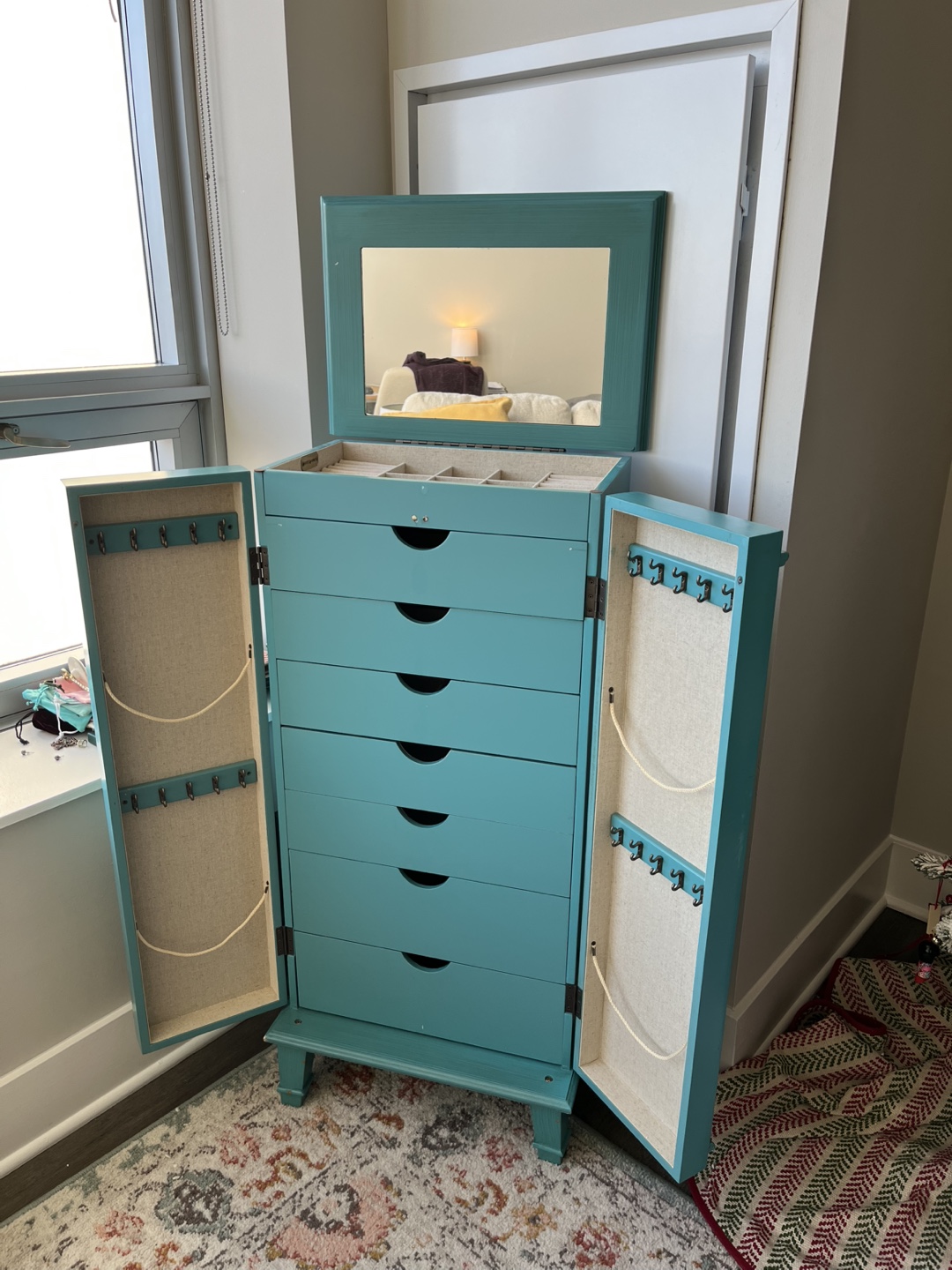 Large Jewelry Armoire with Mirror - photo 2