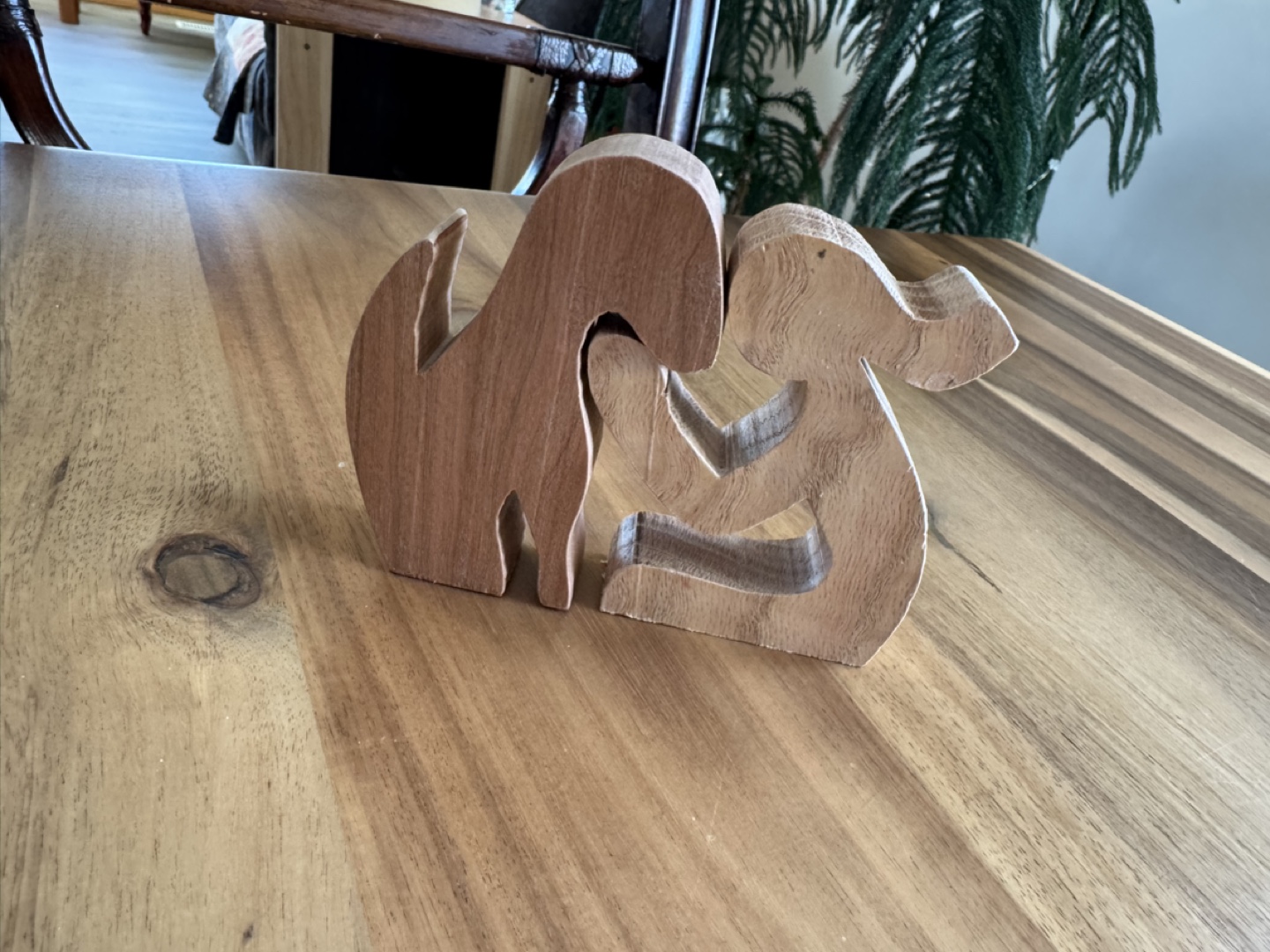 Wooden Girl and Dog Figurine - photo 3