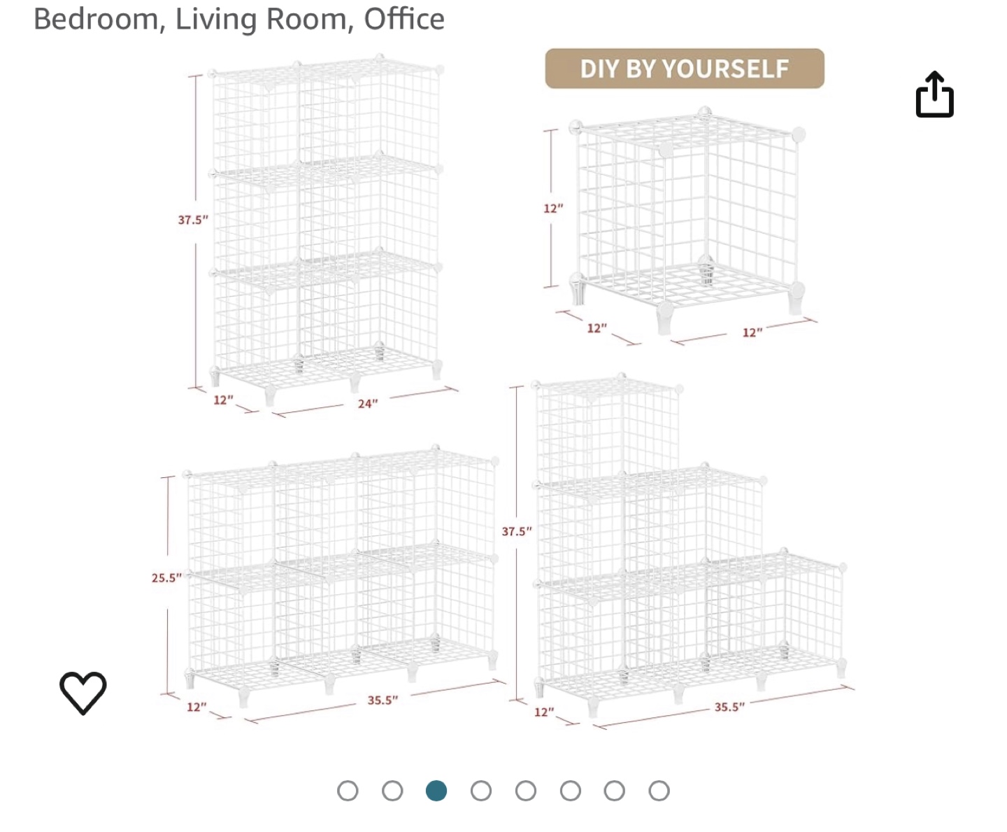 6 Cube Metal Storage Shelf, Closet Cabinet