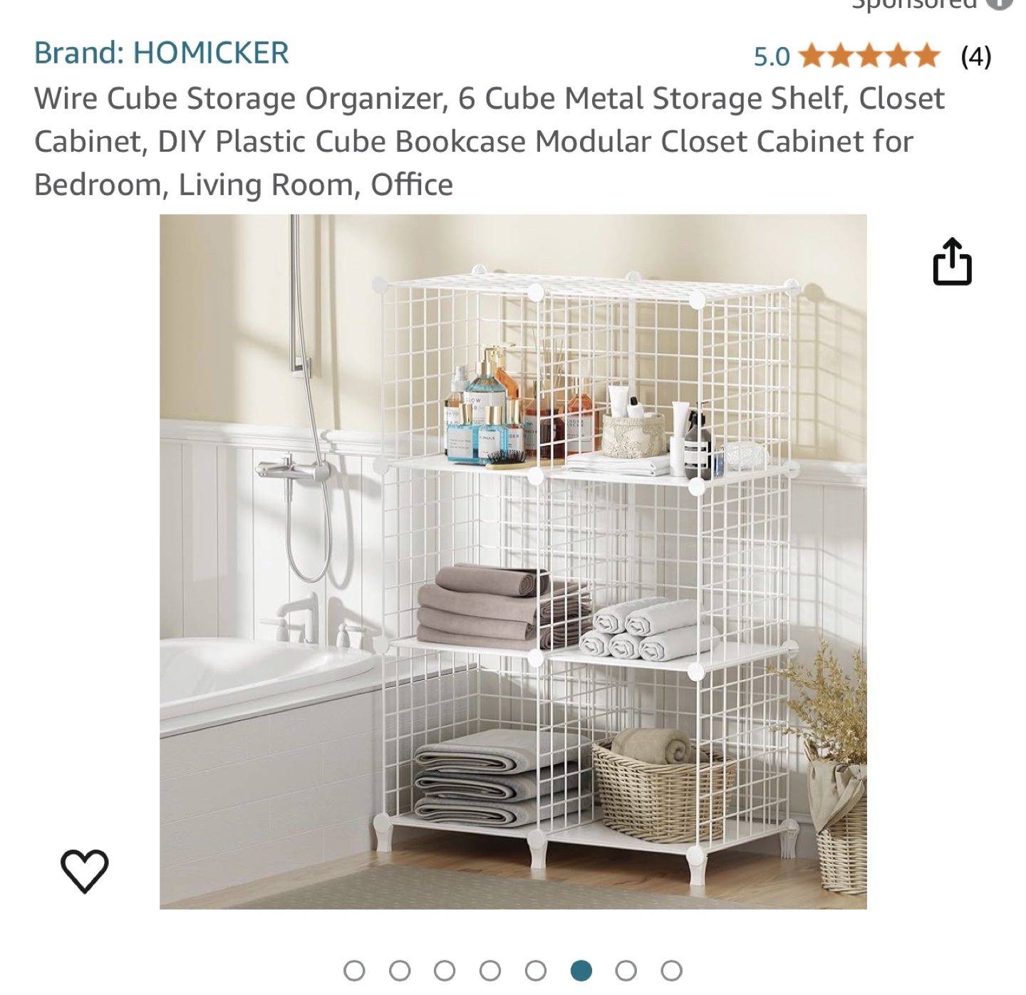 6 Cube Metal Storage Shelf, Closet Cabinet - photo 2