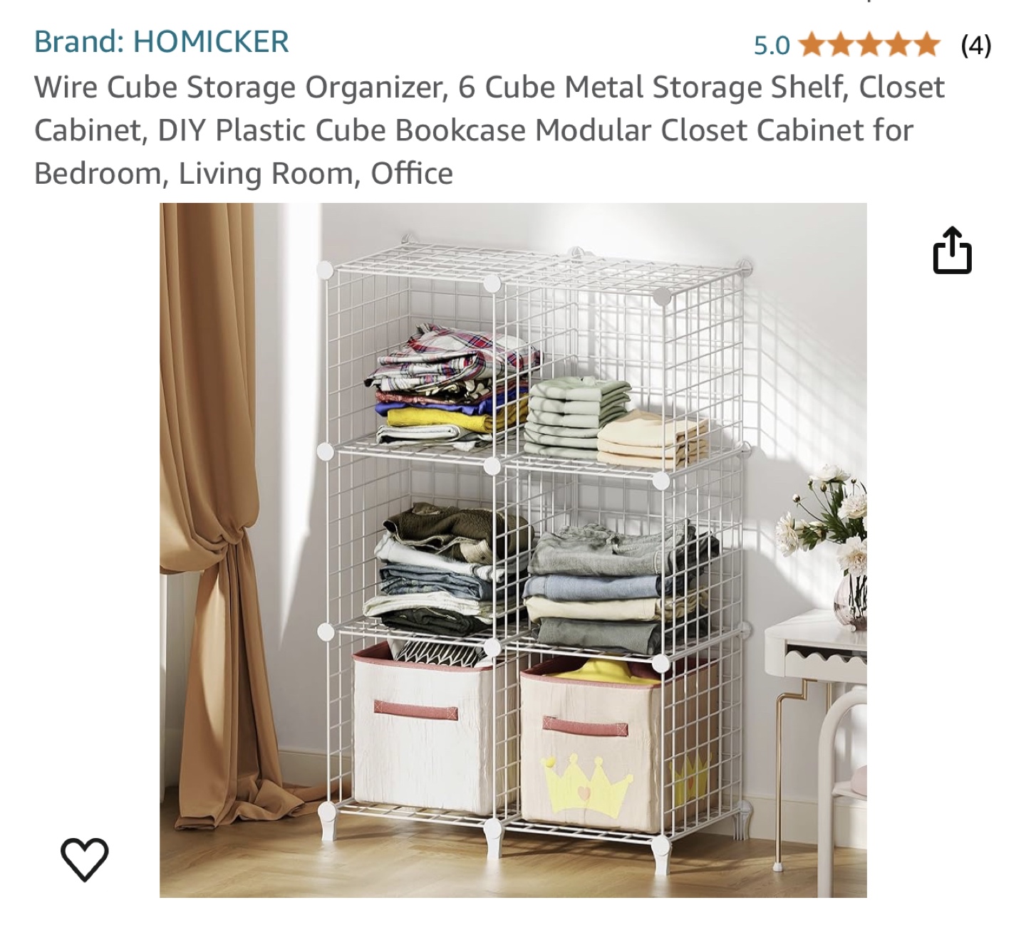 6 Cube Metal Storage Shelf, Closet Cabinet - photo 3