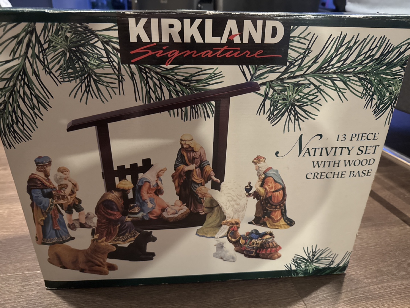 Kirkland Signature 13 Piece Nativity Set with Wood Creche Base