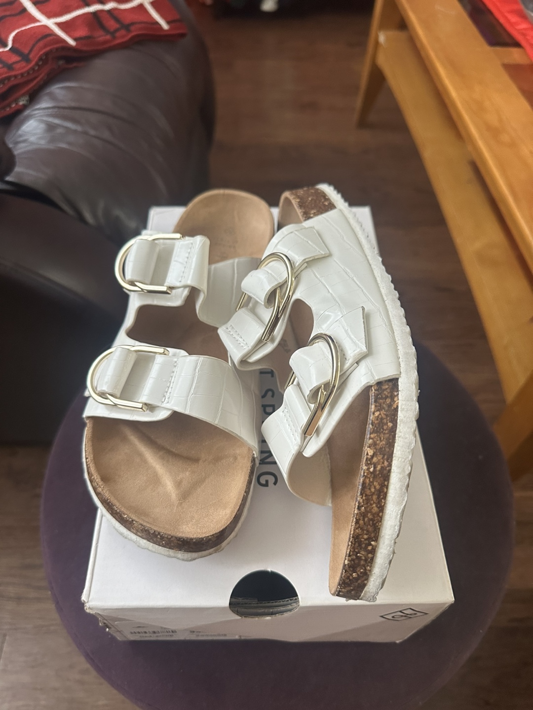 White Buckle Sandals