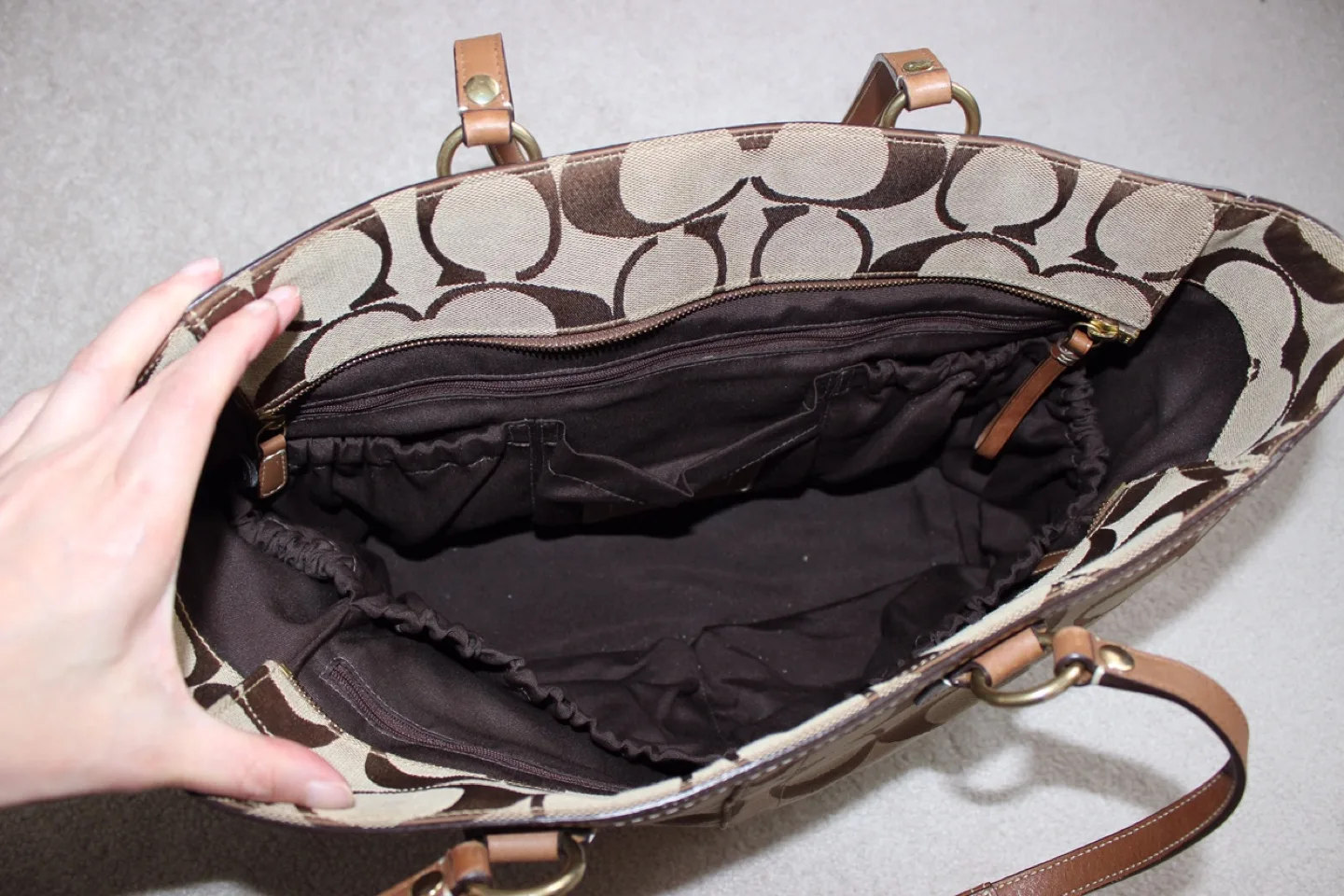 Coach Signature Stripe Tote Diaper Bag #thriftypicks image indicator(5)