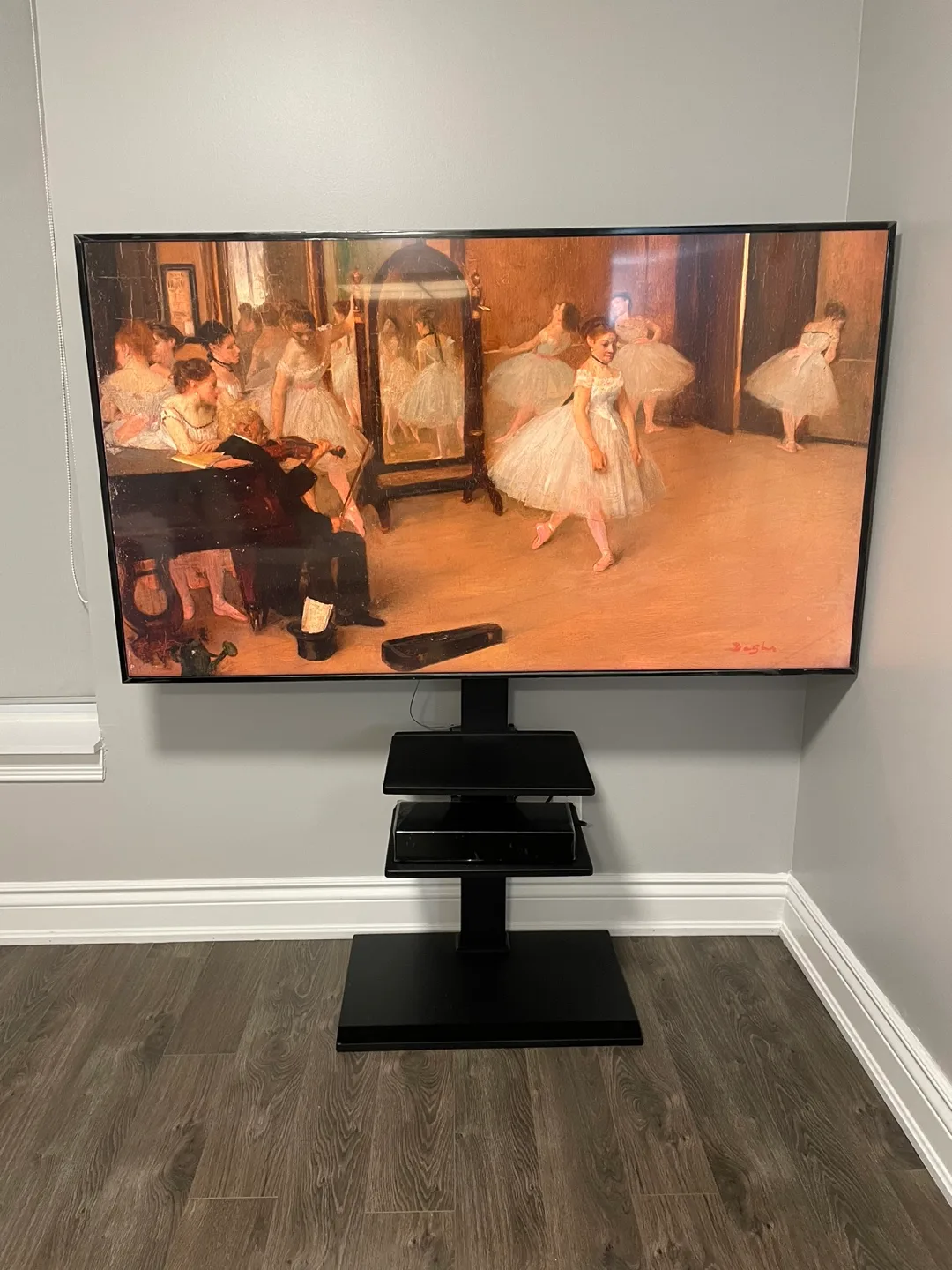 Black TV Stand with 2 Shelves thumbnail