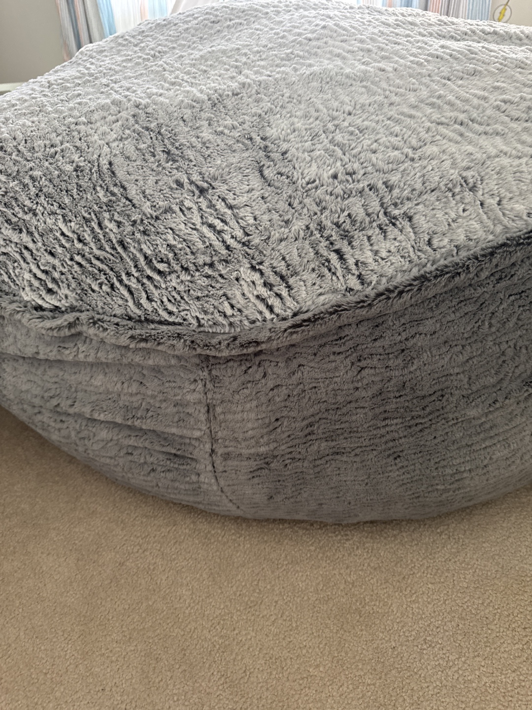 Grey Furry Bean Bag Chair - photo 2