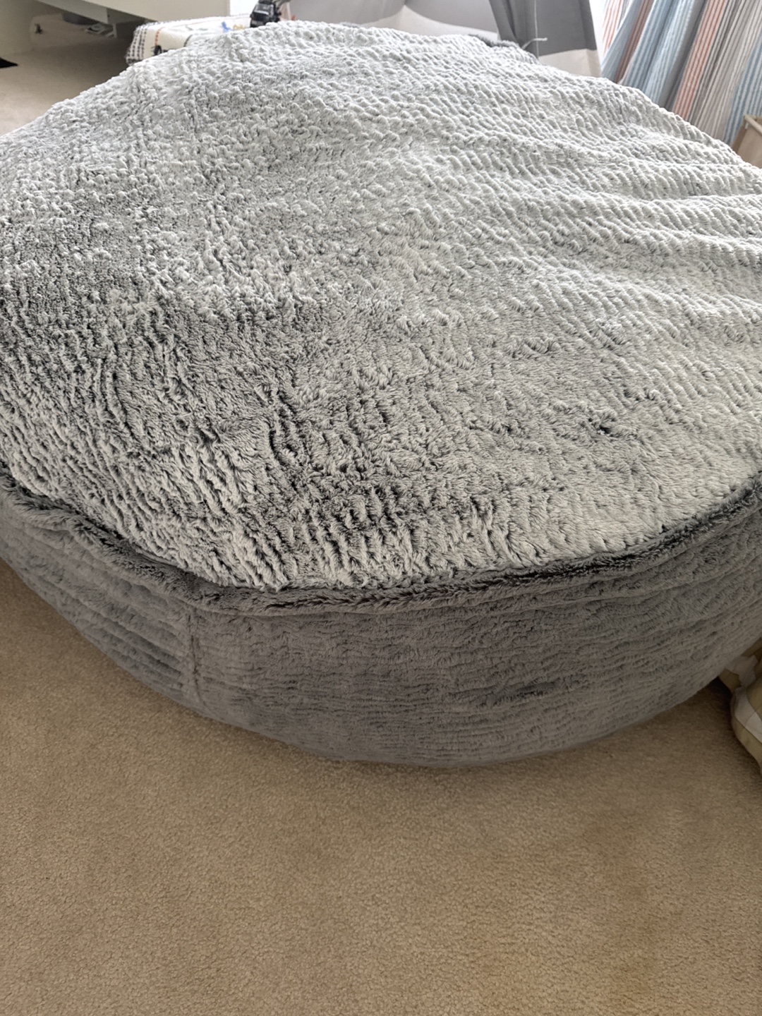 Grey Furry Bean Bag Chair