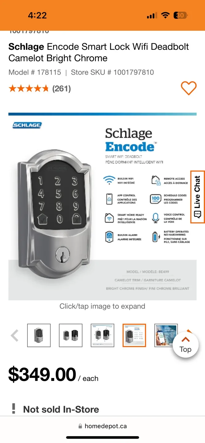 Schlage Encode Smart WiFi Deadbolt Camelot Bright Chrome image indicator(3)