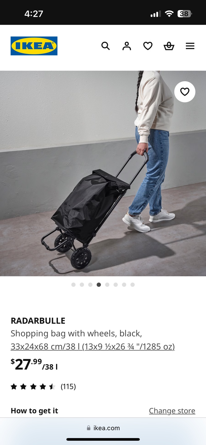 IKEA RADARBULLE Shopping Bag With Wheels