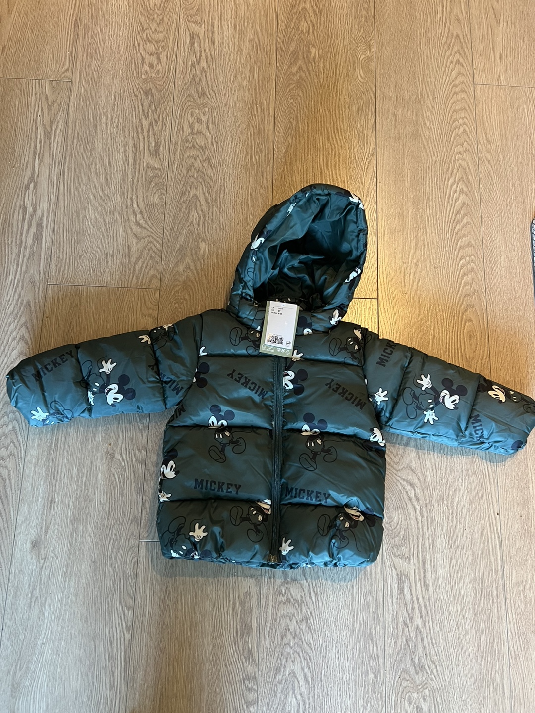H&M Mickey Mouse Green Puffer Jacket - Size 3-4Y - photo 2