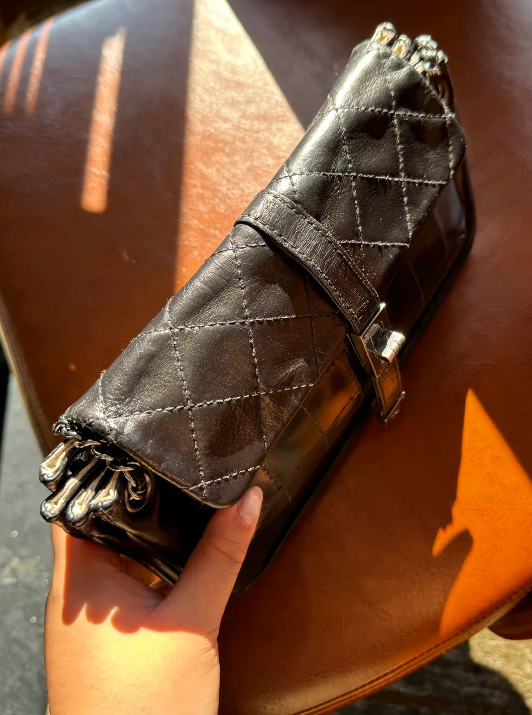 SALE Authentic Chanel Mademoiselle Lock Accordion Flap Bag image indicator(5)