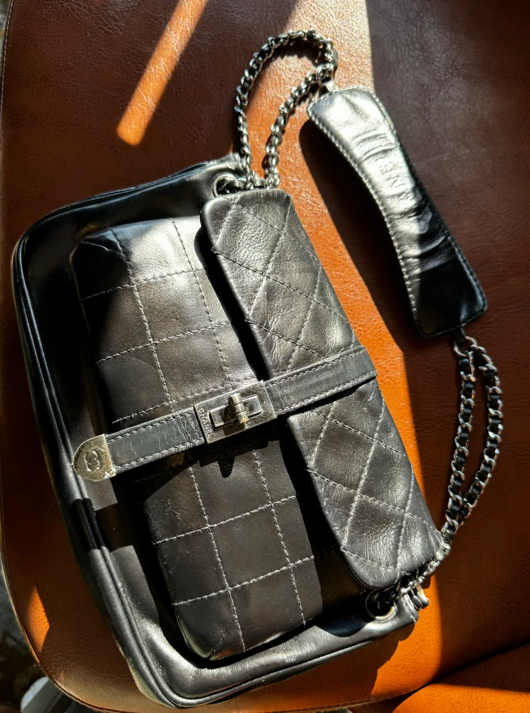 SALE Authentic Chanel Mademoiselle Lock Accordion Flap Bag image indicator(6)