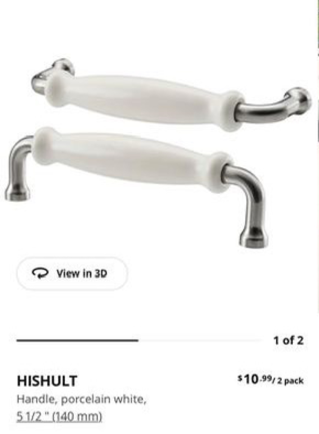 22x Porcelain/Stainless door handles 5”