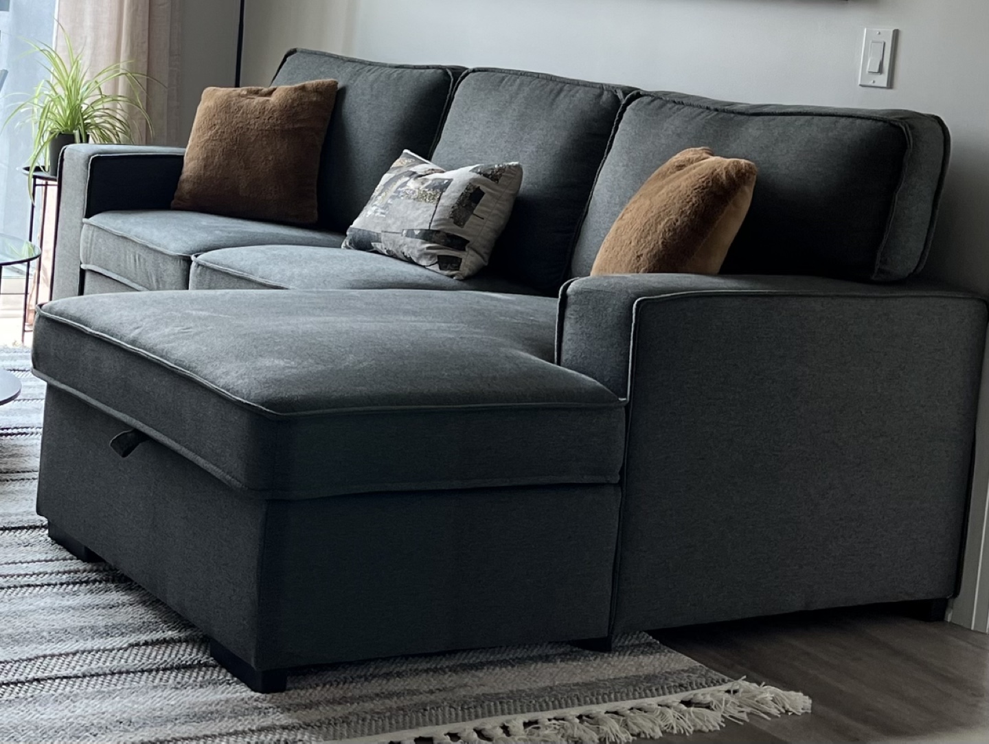 Grey Sectional Sofa with Storage - photo 2