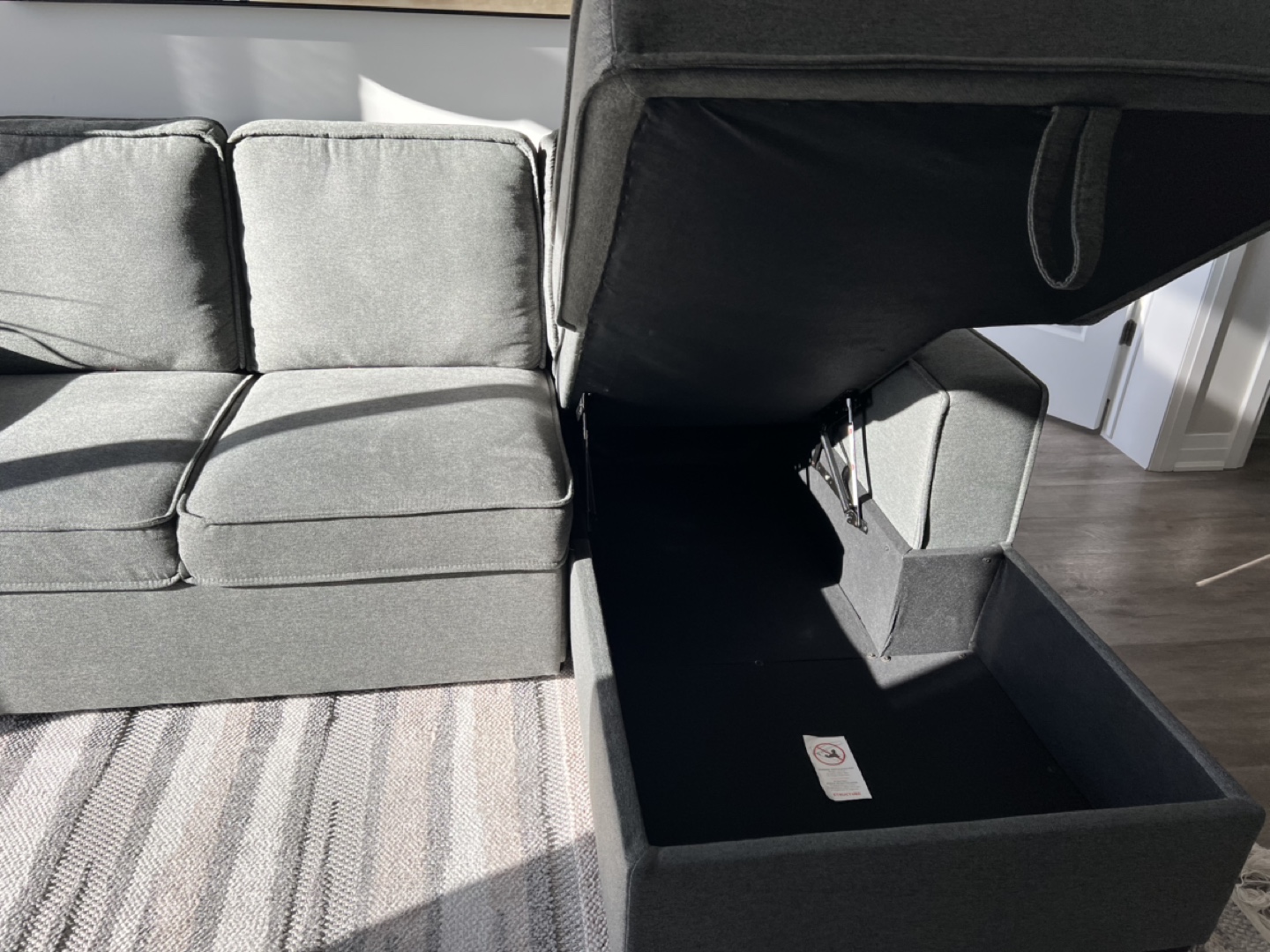 Grey Sectional Sofa with Storage - photo 4